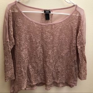 H&M Lacey Sheer Medium Length Sleeve Blouse